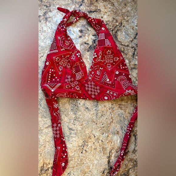 Vintage handmade Red Bandana Print Top - Picture 5 of 5